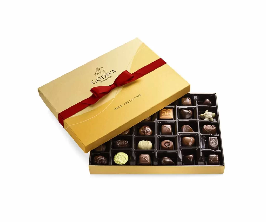 Godiva Assorted Chocolate Gold Gift Boxes Red Ribbon 36 pc + 19 pc Packaging
