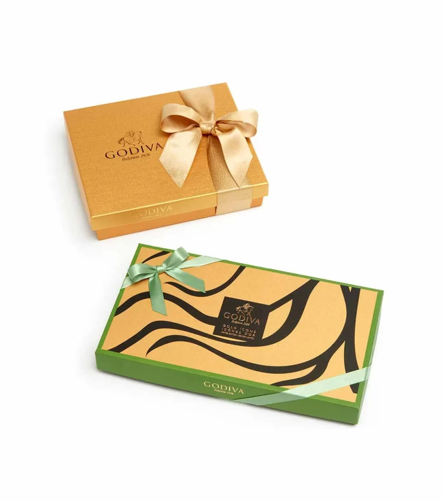 Godiva Assorted Chocolate Gold Icons Gift Box 18 pc + Assorted Chocolate Gold Gift Box Packaging