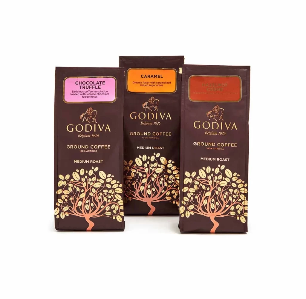 Godiva Assorted Coffee Ground Set of 3 Packaging