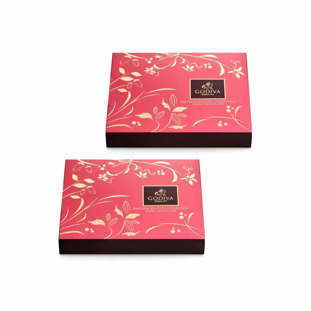 Godiva Assorted Dark Chocolate Biscuit Gift Box 36 pc Set of 2 Packaging