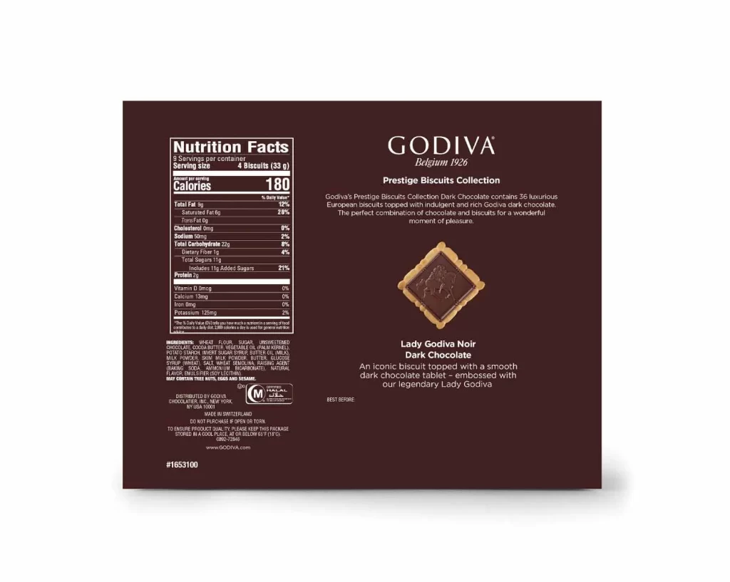 Godiva Assorted Dark Chocolate Biscuit Gift Box 36 pc Set of 2 Packaging