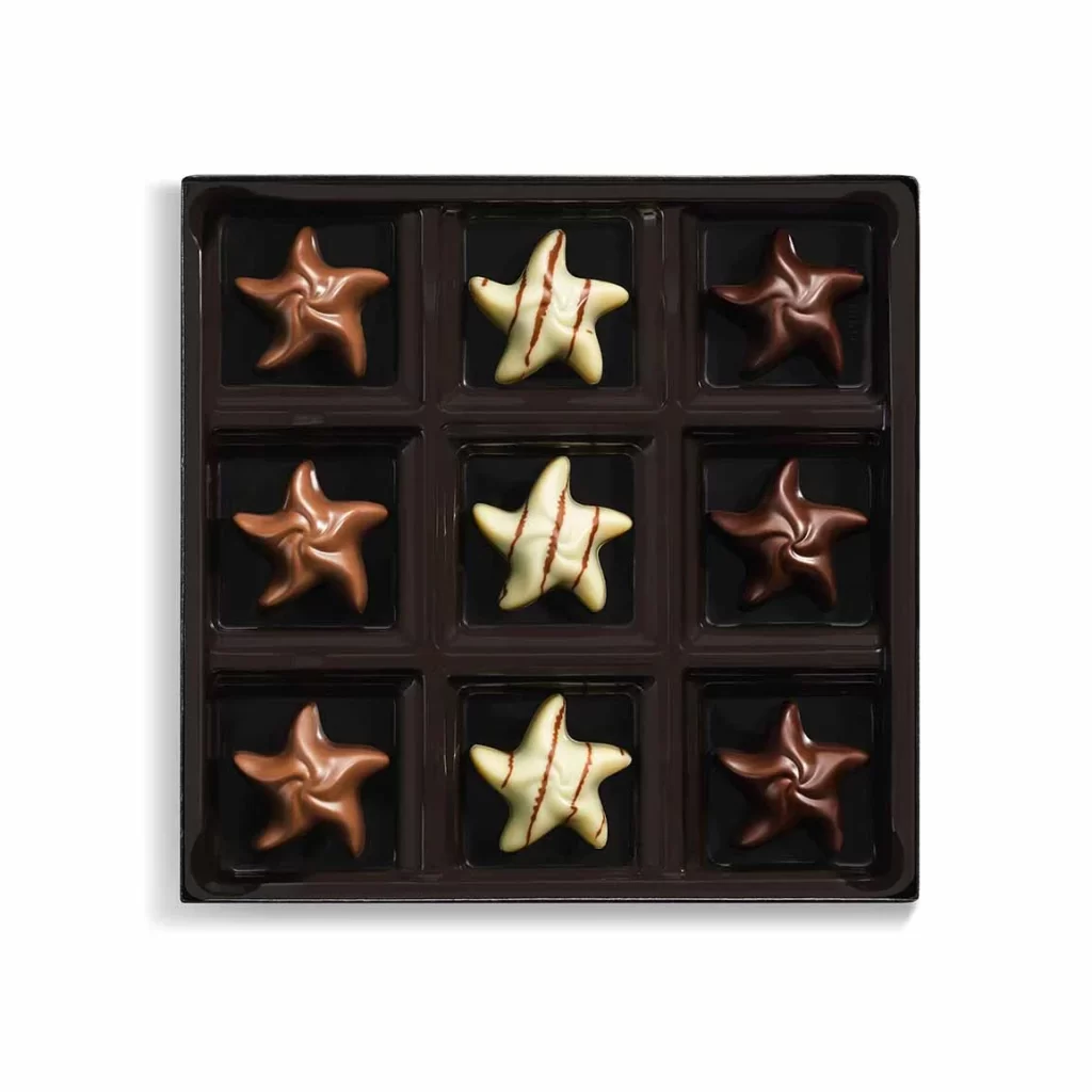 Godiva Assorted Holiday Stars Gift Box 9 pc Packaging