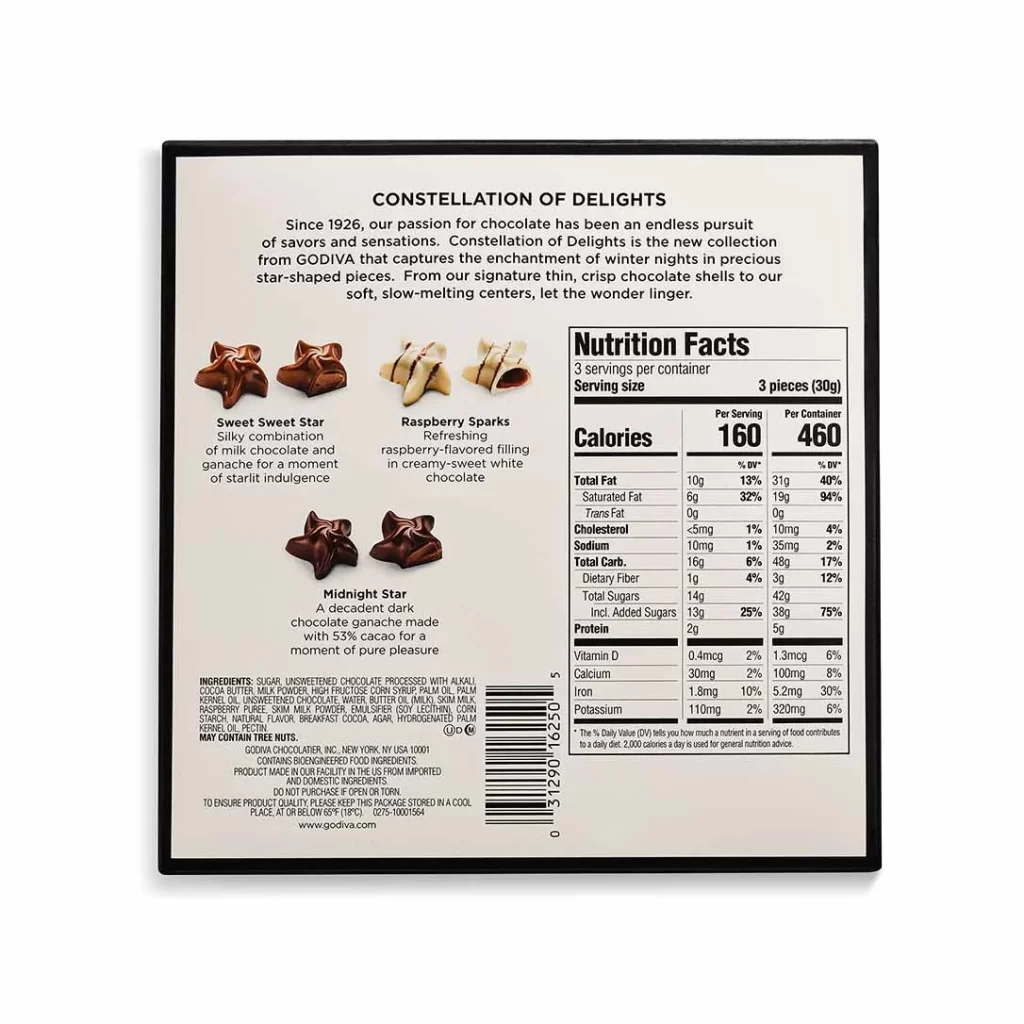 Godiva Assorted Holiday Stars Gift Box 9 pc Packaging