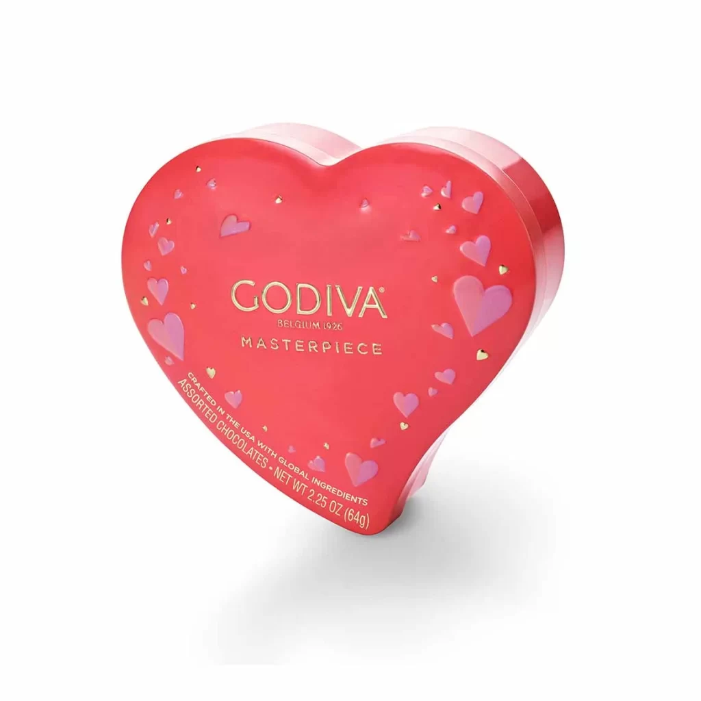 Godiva Assorted Masterpiece Heart Tin 7pcSet of 3 Packaging