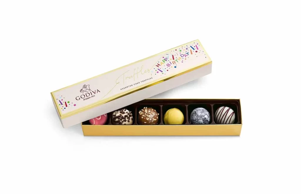 Godiva Birthday Cake Truffle Flight 6 pc Packaging