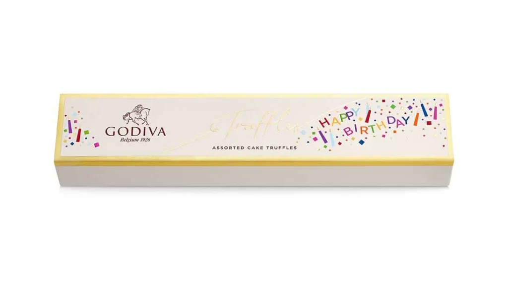 Godiva Birthday Cake Truffle Flight 6 pc Packaging