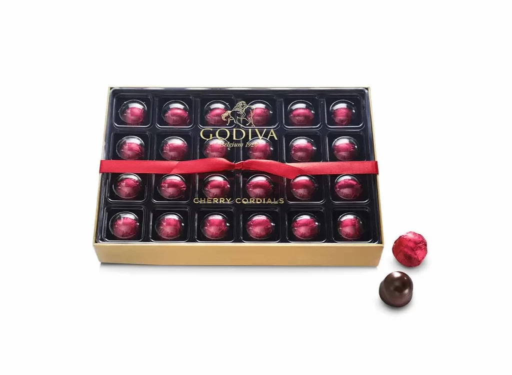 Godiva Cherry Cordial Gift Box 24 pc Packaging
