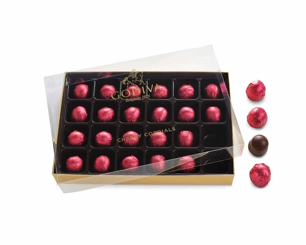 Godiva Cherry Cordial Gift Box 24 pc Packaging