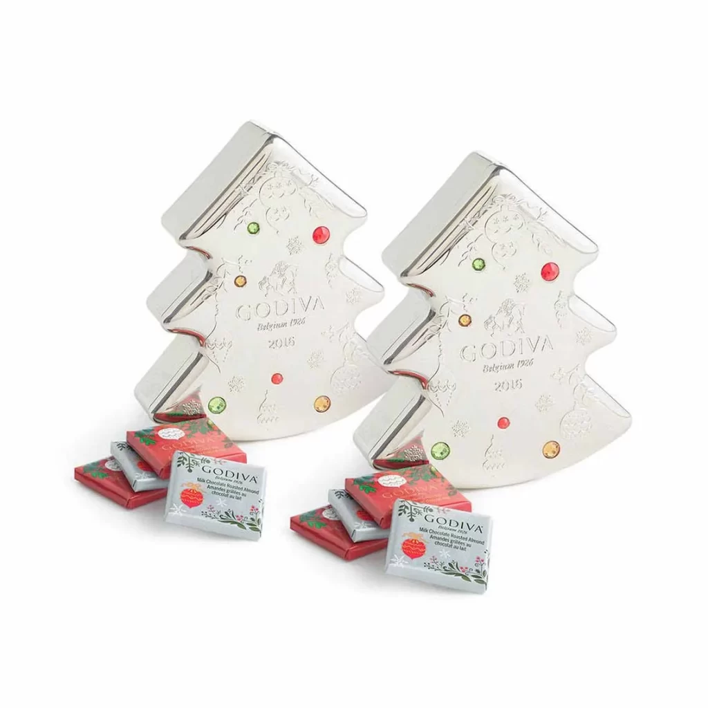 Godiva Chocolate Carre Tin Set of 2 10 pc each Packaging