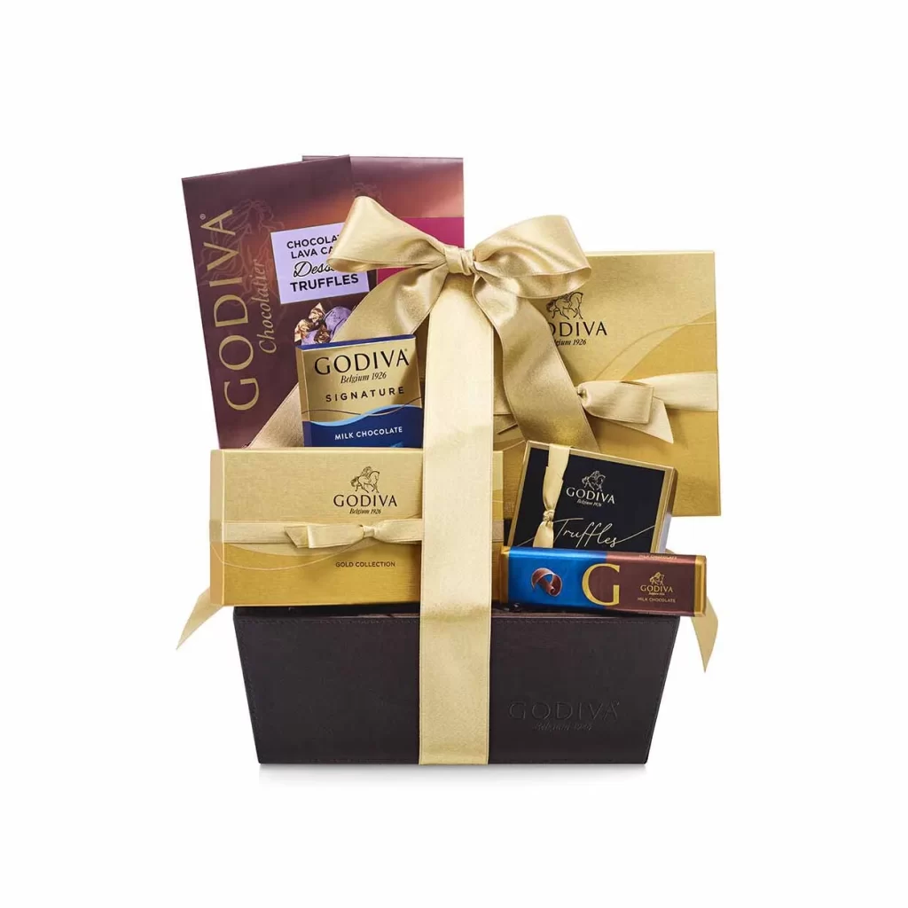 Godiva Chocolate Celebration Gift Basket Classic Ribbon Packaging