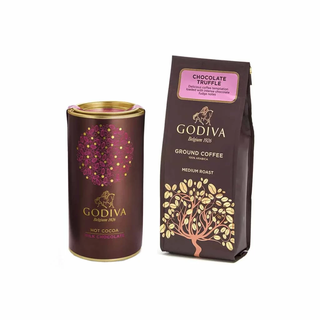 Godiva Chocolate Coffee and Milk Chocolate Cocoa Gift Set Packaging