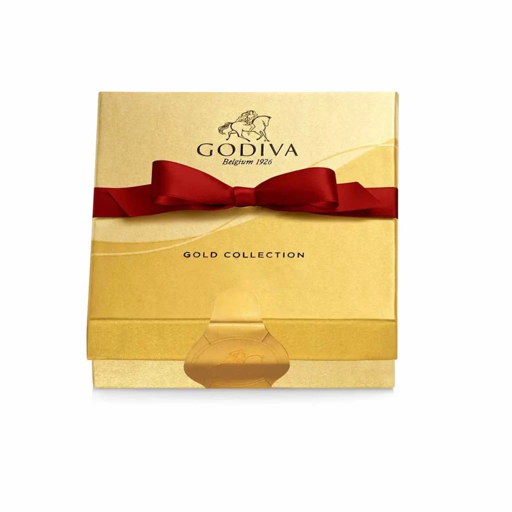 Godiva Chocolate Gold Favor Red Ribbon 4 pc Set of 6 Packaging