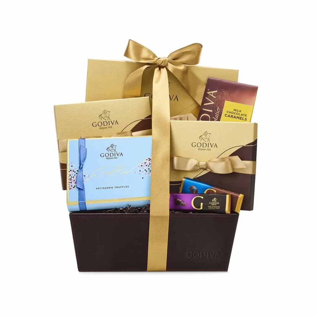 Godiva Chocolate Lovers Gift Basket Classic Ribbon Packaging