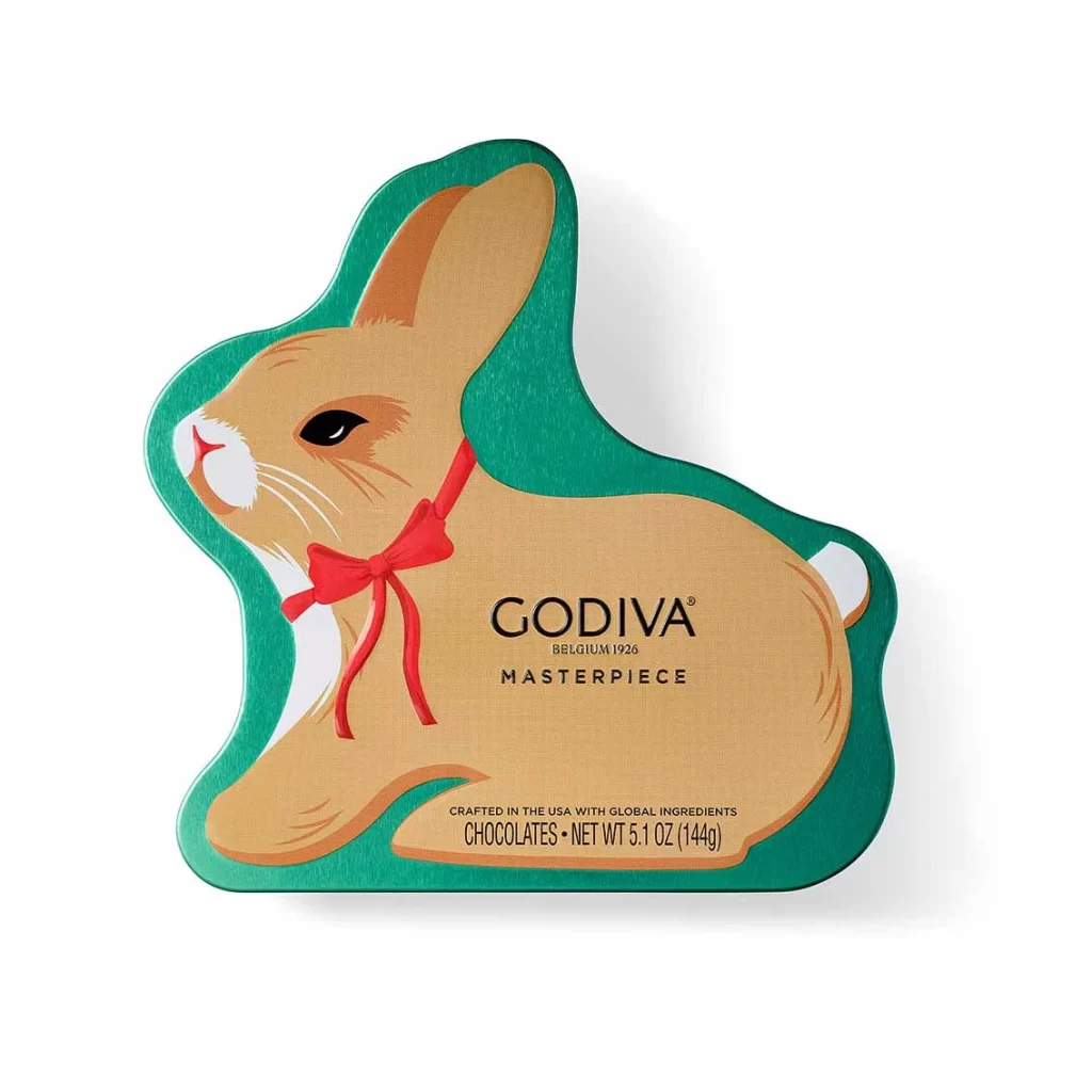 Godiva Chocolate Masterpiece Bunny Tin 15 pc Packaging