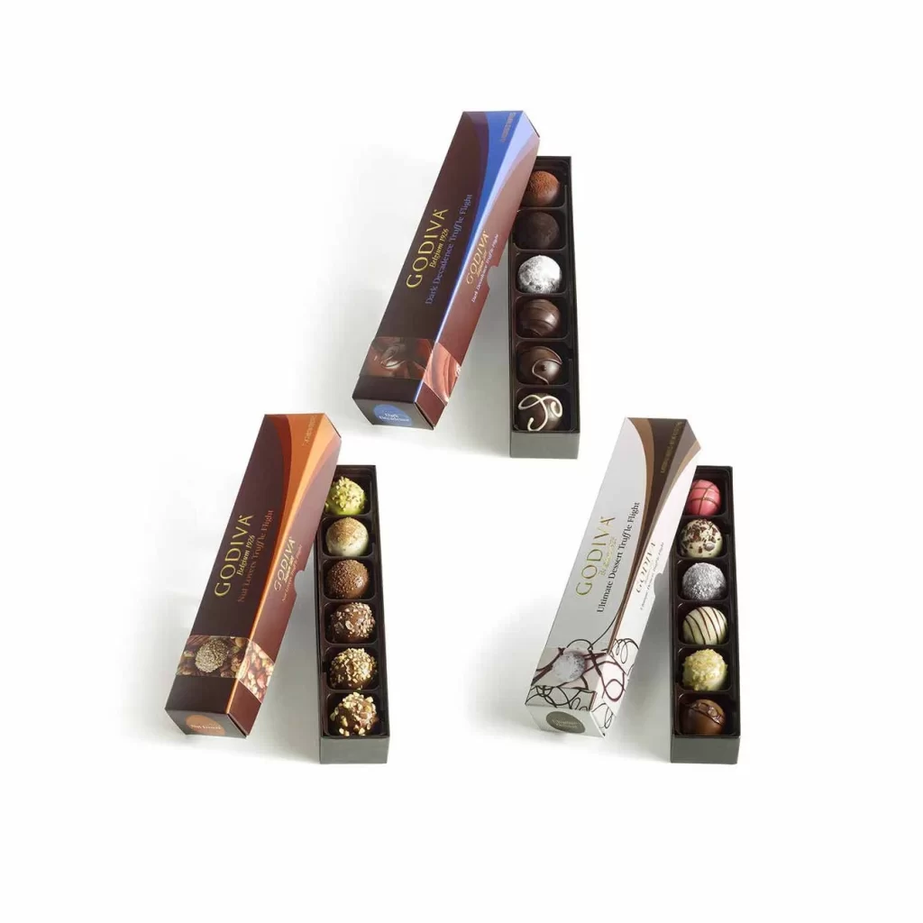 Godiva Chocolate Truffle Flight Sampler Set of 3 Packaging