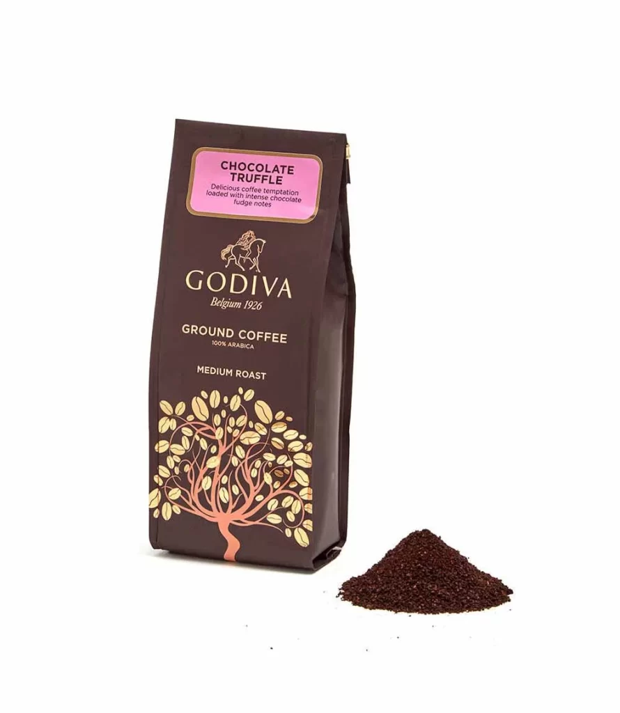Godiva Chocolate Truffle Ground Coffee Packaging