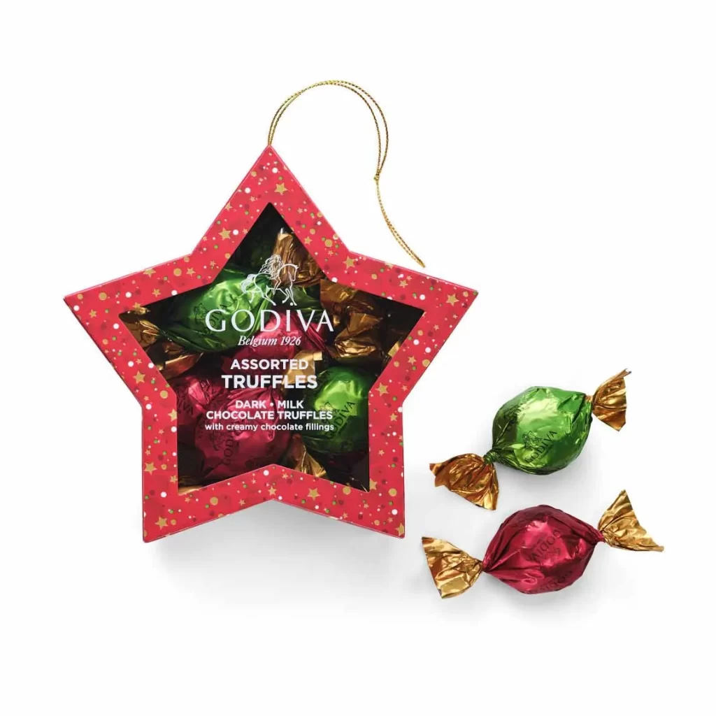 Godiva Chocolate Truffle Star Ornament Set of 6 Packaging