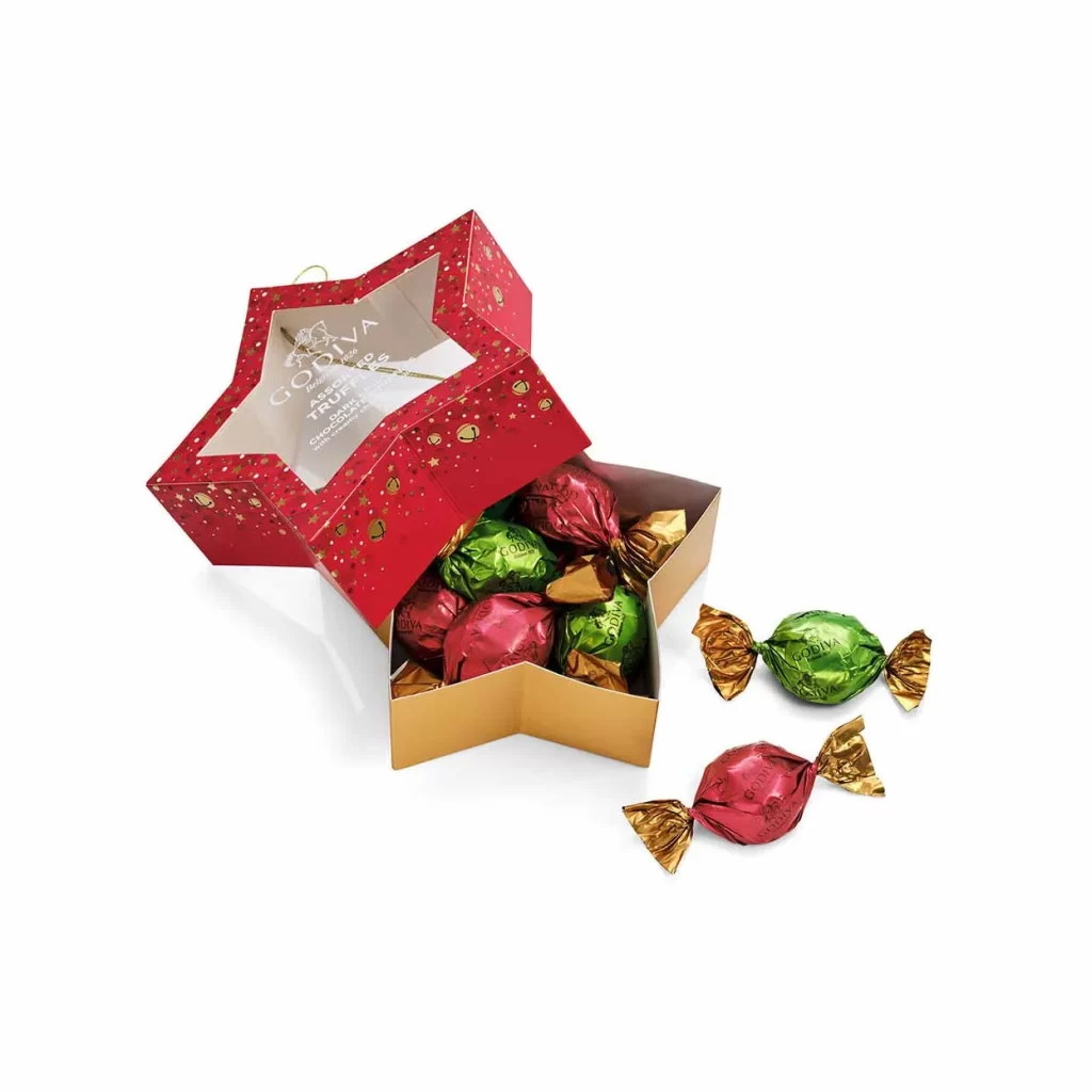 Godiva Chocolate Truffle Star Ornament Set of 6 Packaging