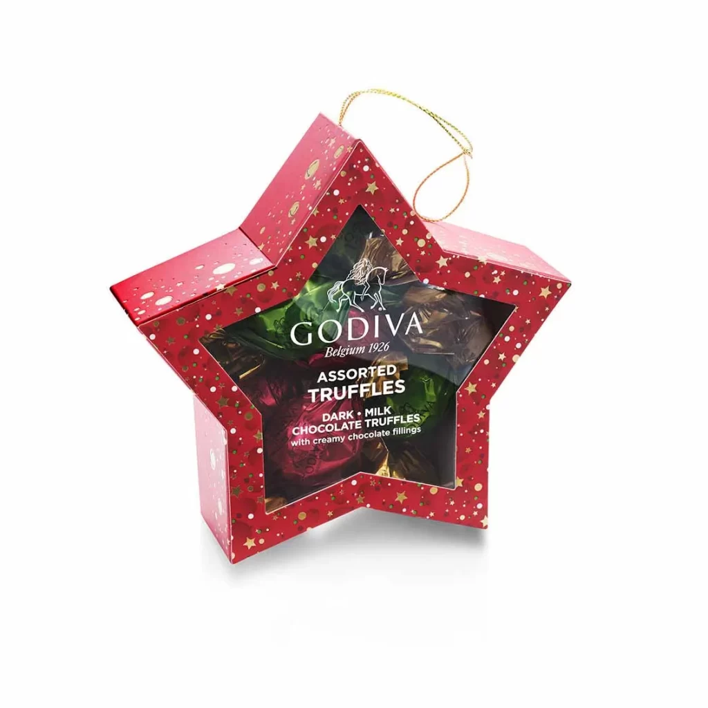 Godiva Chocolate Truffle Star Ornament Set of 6 Packaging