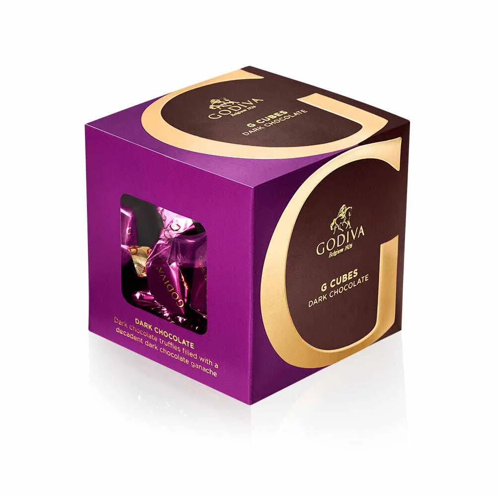 Godiva Classic Dark Chocolate G Cube Box 22 pc Packaging