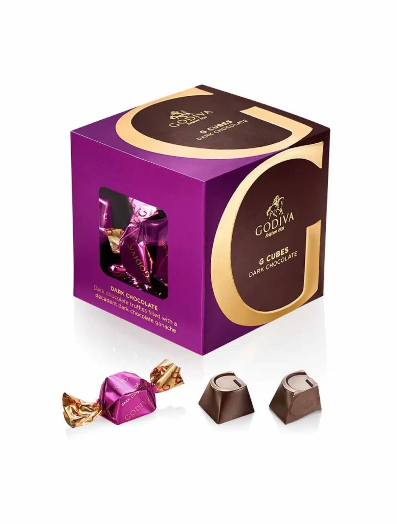 Godiva Classic Dark Chocolate G Cube Box Set of 2 22 pc. each Packaging