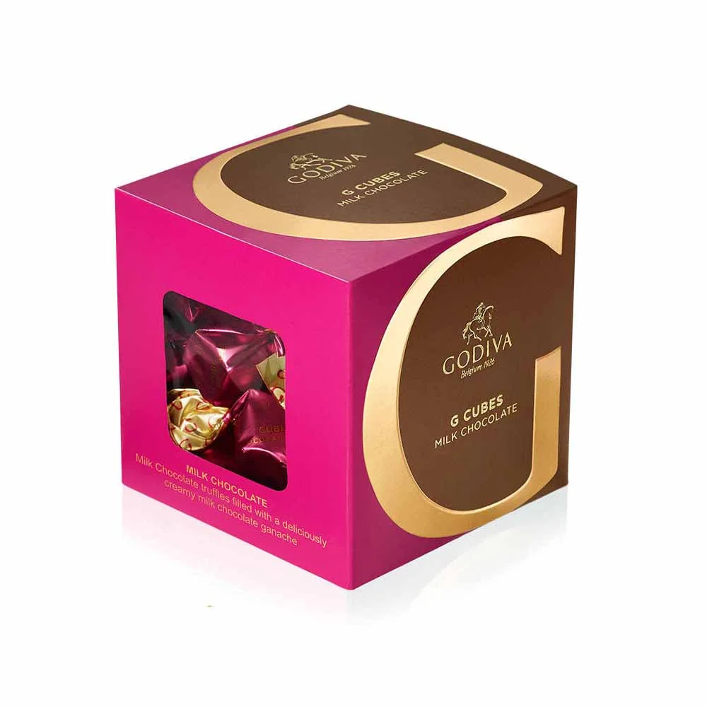 Godiva Classic Milk Chocolate G Cube Box 22 pc Packaging