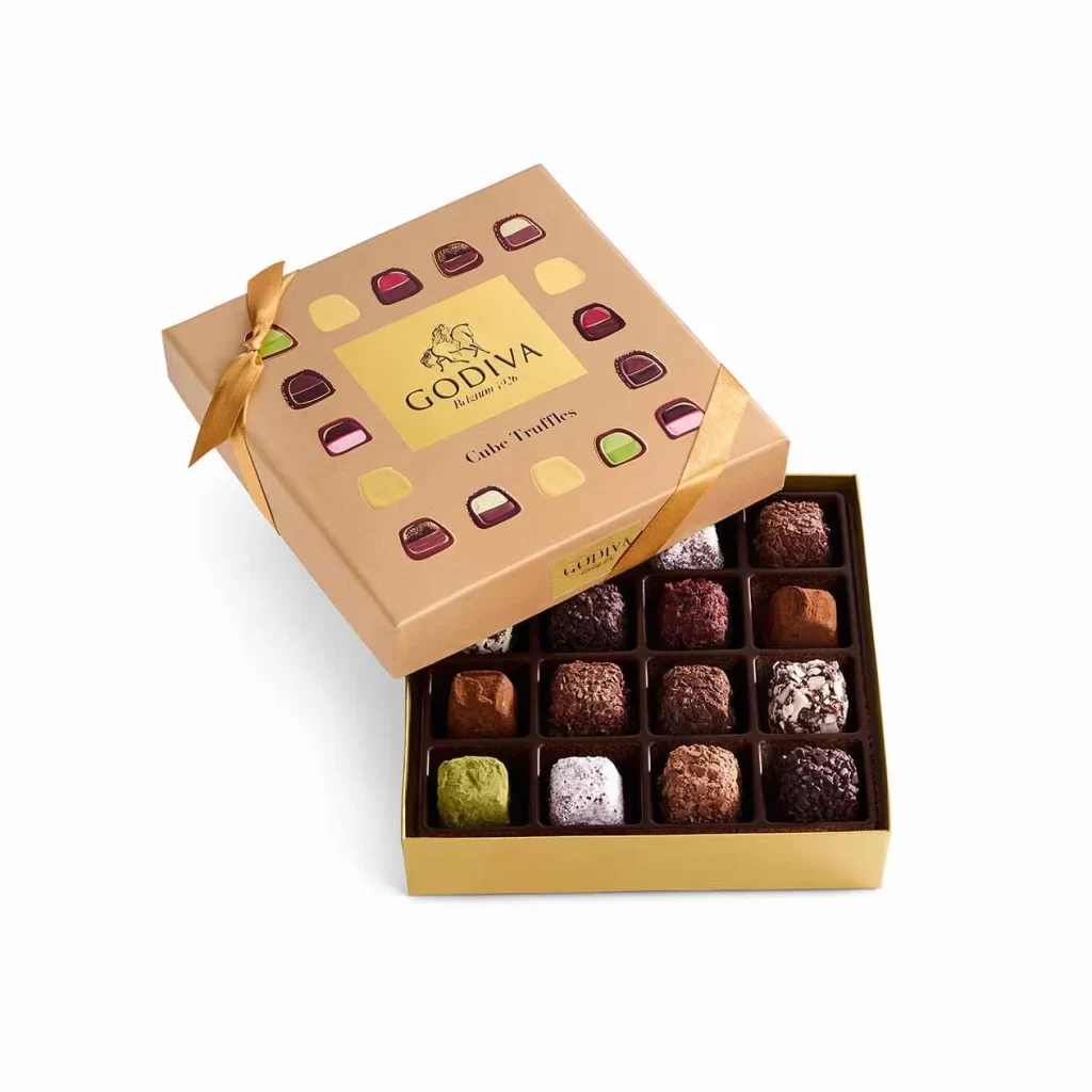 Godiva Cube Truffles Gift Box 16 pc Packaging