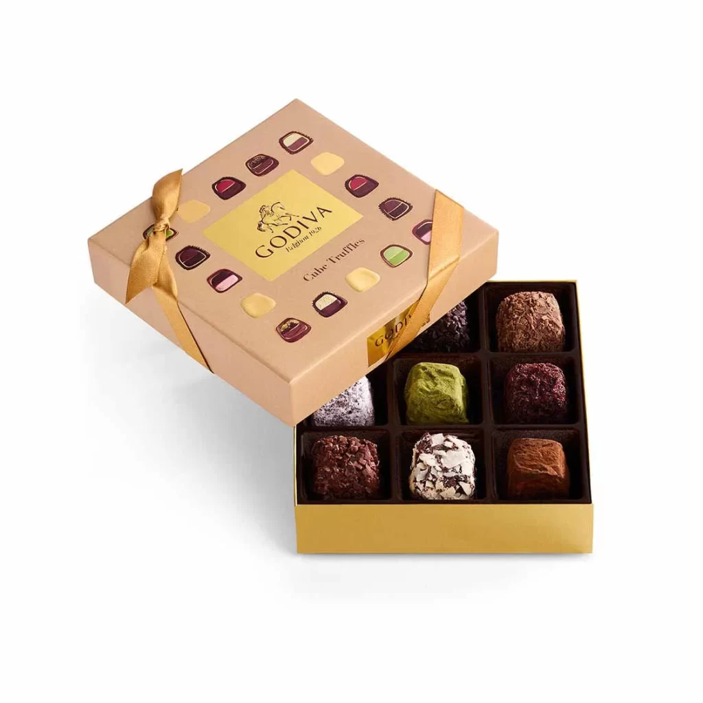 Godiva Cube Truffles Gift Box 9 pc Packaging