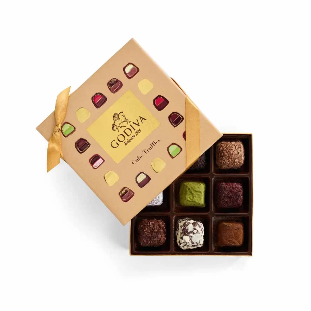 Godiva Cube Truffles Gift Box 9 pc Packaging