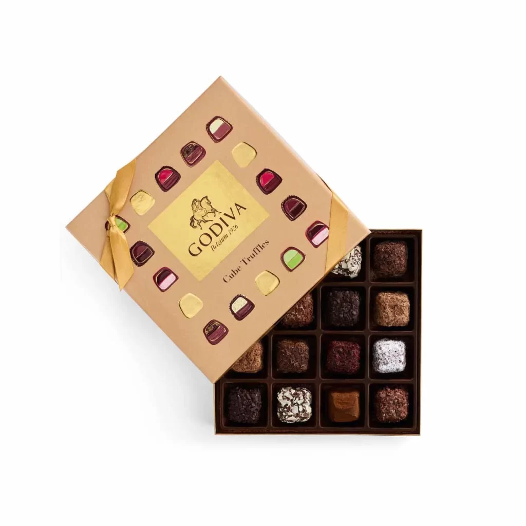 Godiva Cube Truffles Gift Box 16 pc Packaging