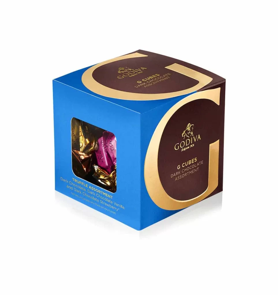 Godiva Dark Chocolate Assortment G Cube Box 22 pc Packaging