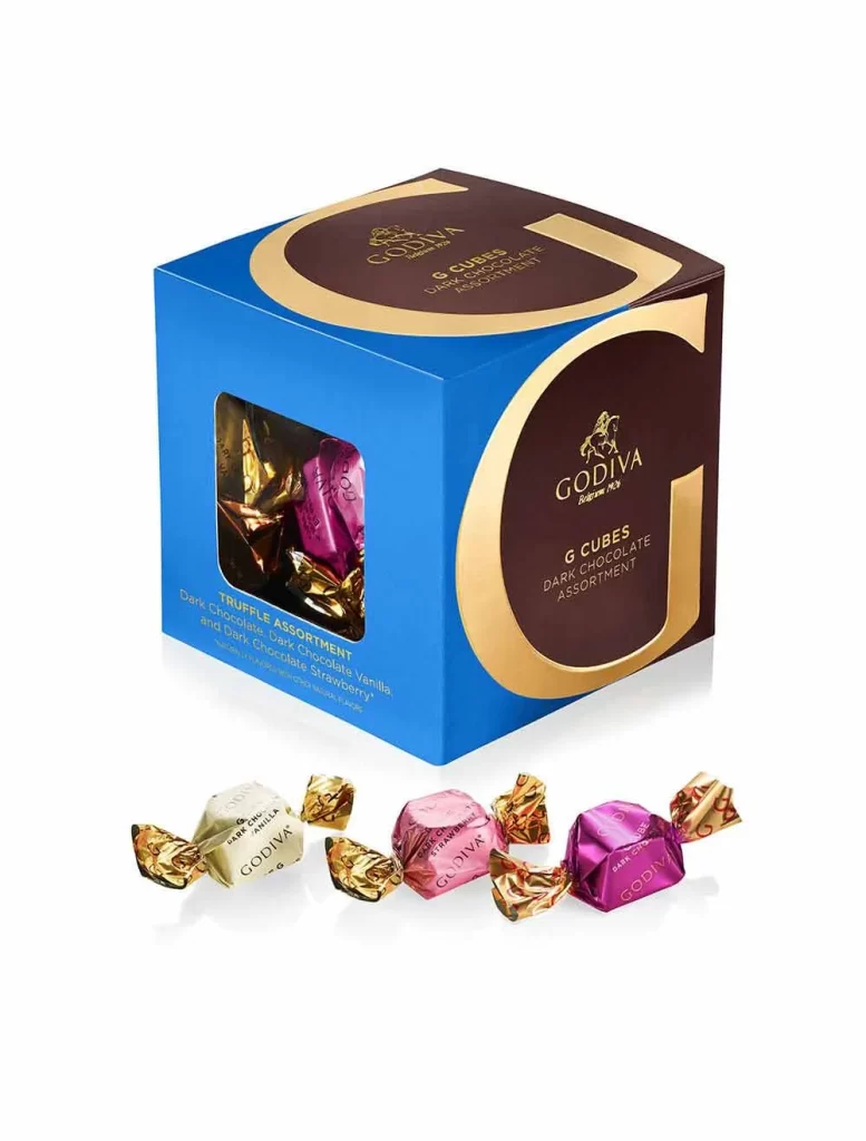Godiva Dark Chocolate Assortment G Cube Box Set of 2 22 pc. each Packaging