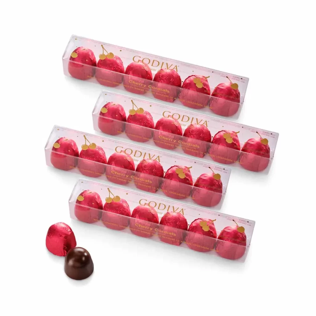 Godiva Dark Chocolate Cherry Cordials 6 pc Set of 4 Packaging