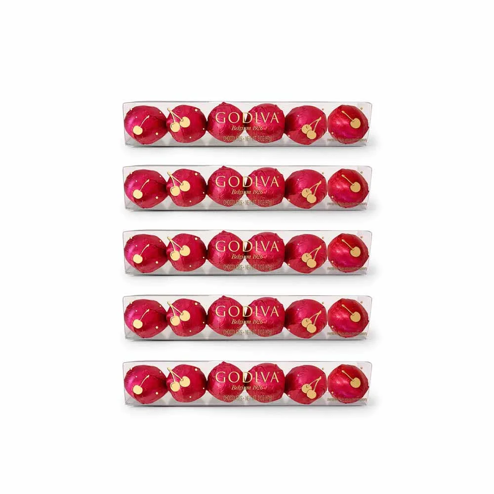Godiva Dark Chocolate Cherry Cordials 6 pc Set of 5 Packaging