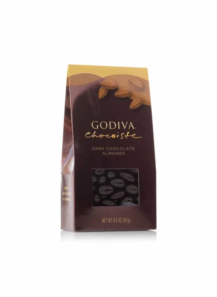 Godiva Dark Chocolate Covered Almonds Packaging