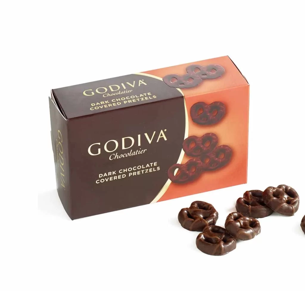 Godiva Dark Chocolate Covered Mini Pretzels Set of 24 Packaging