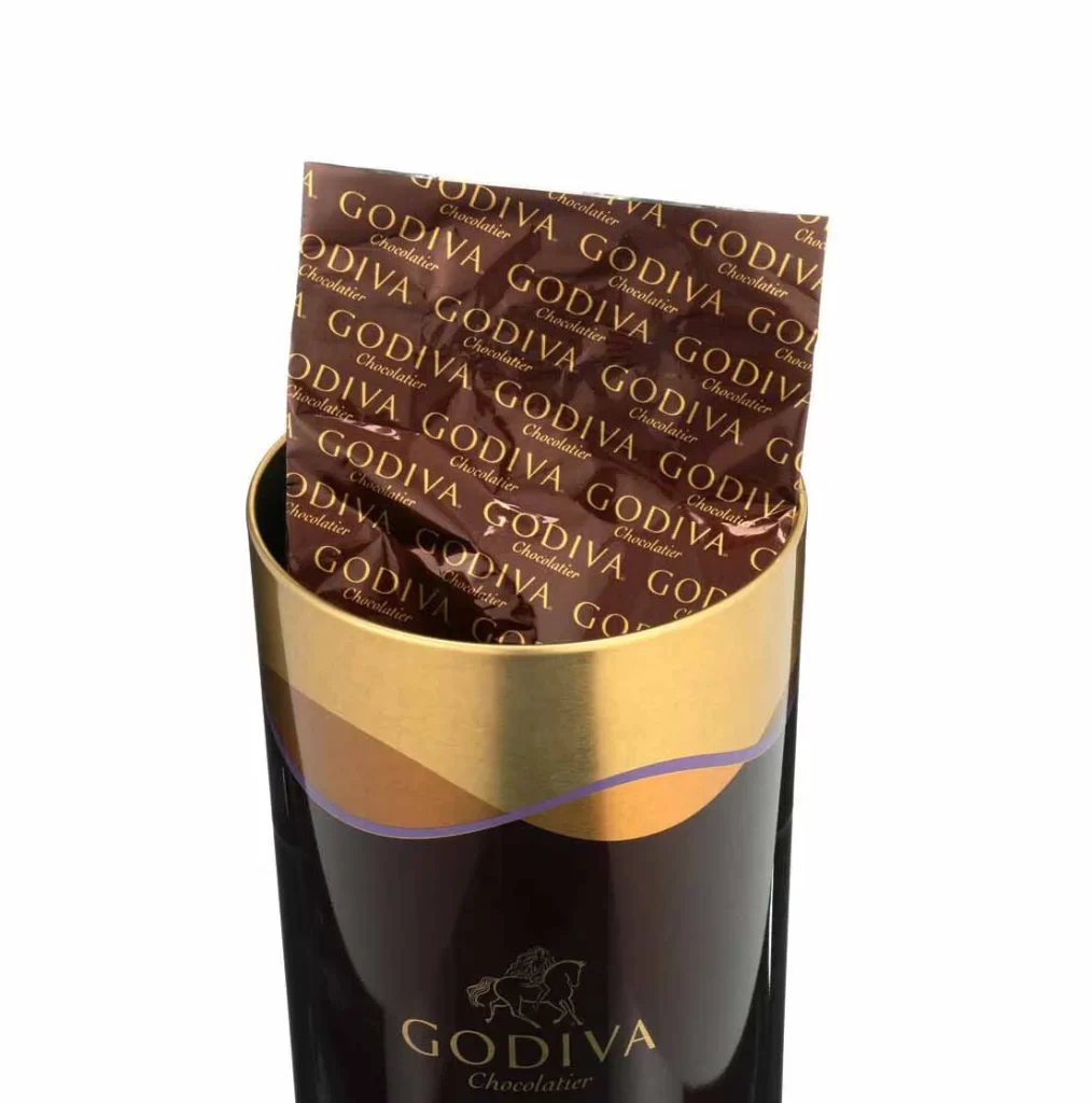 Godiva Dark Chocolate Covered Pretzel Canister Packaging