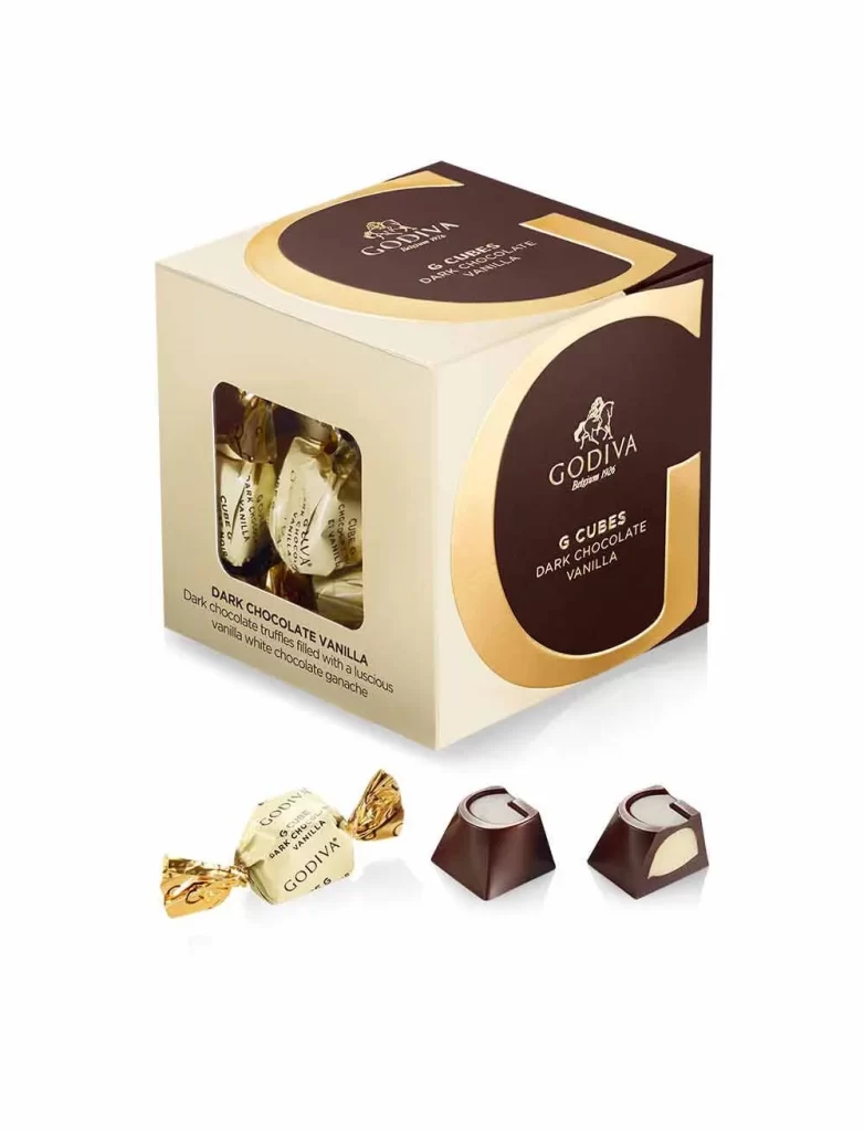 Godiva Dark Chocolate G Cube Sampler Set of 4 22 pc. each Packaging