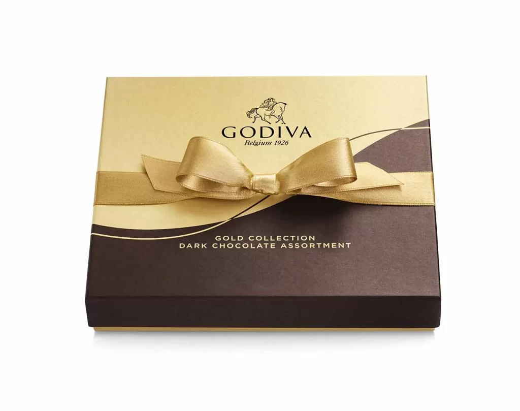 Godiva Dark Chocolate Gift Box Gold Ribbon 15 pc Set of 2 Packaging
