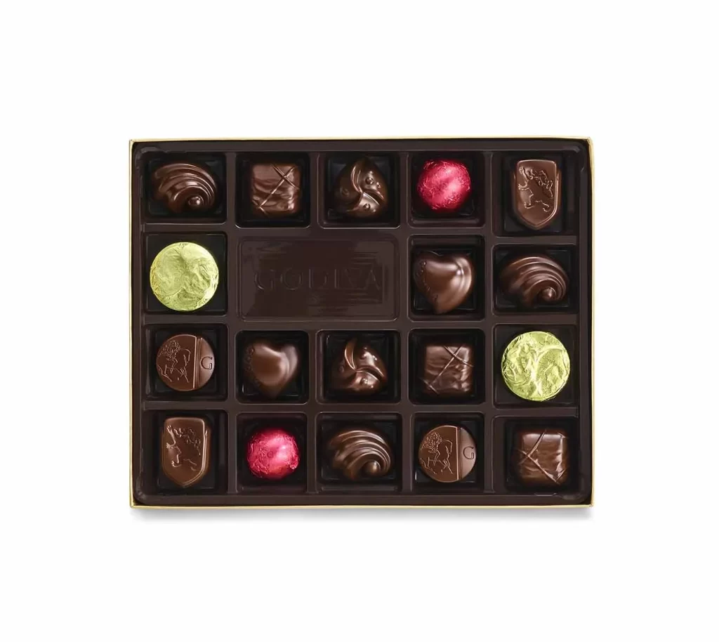 Godiva Dark Chocolate Gift Box Red Ribbon 18 pc Packaging