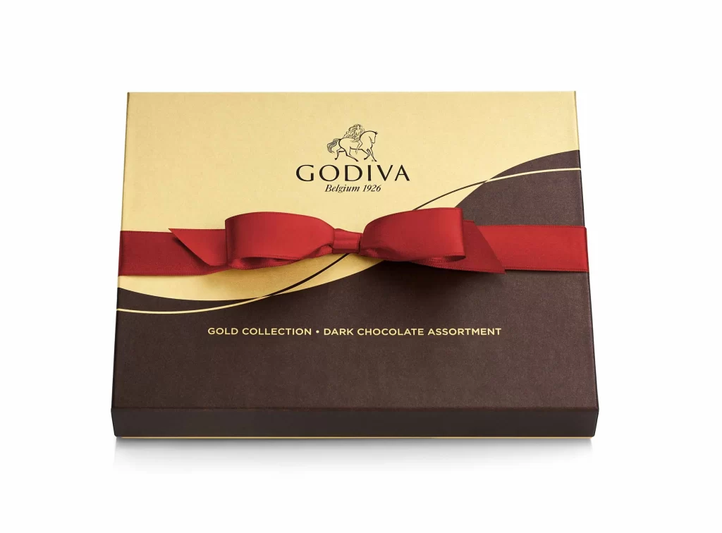 Godiva Dark Chocolate Gift Box Red Ribbon 18 pc Packaging