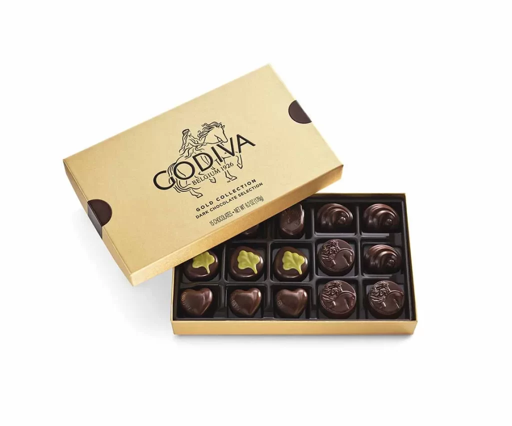 Godiva Dark Chocolate Gold Gift Box 15 pc Packaging