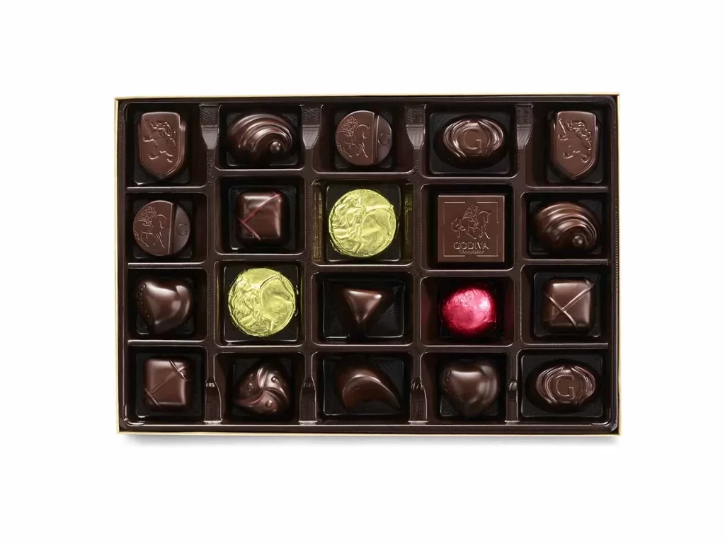 Godiva Dark Chocolate Gold Gift Box Gold Ribbon 22 pc with Dark Truffles Gift Box 12 p Packaging