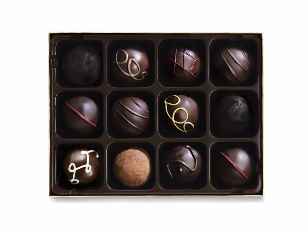 Godiva Dark Chocolate Gold Gift Box Gold Ribbon 22 pc with Dark Truffles Gift Box 12 p Packaging