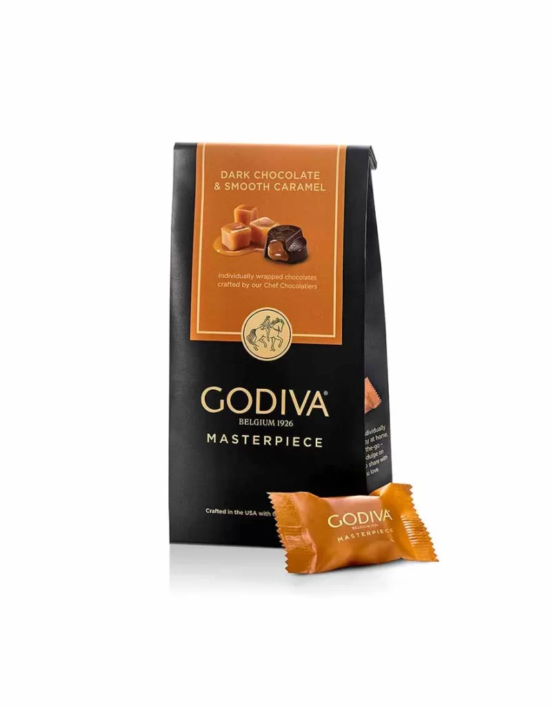 Godiva Dark Chocolate and Caramel Small Masterpiece Bag Set of 6 Packaging