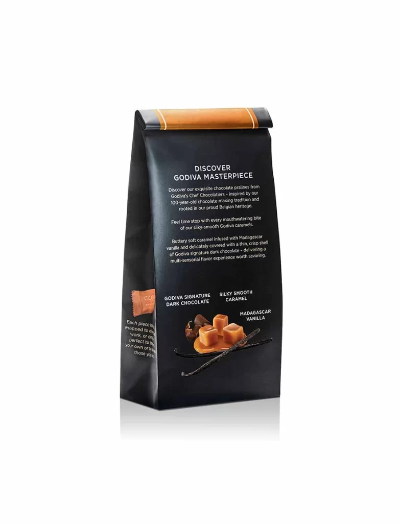 Godiva Dark Chocolate and Caramel Small Masterpiece Bag Set of 6 Packaging