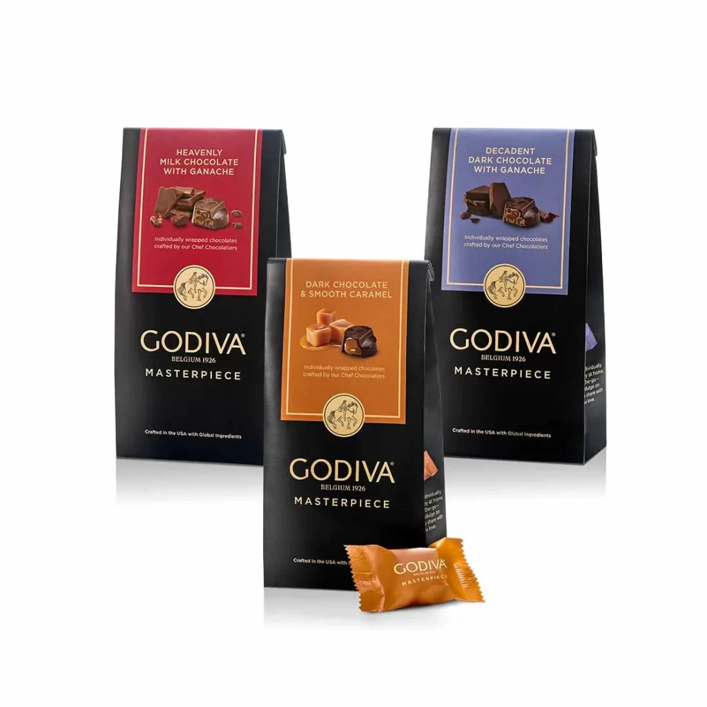 Godiva Dark and Milk Chocolate Masterpiece Gift Set 3 Bags Packaging