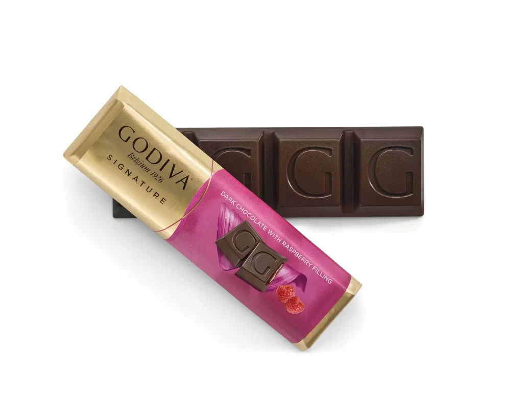 Godiva Dark Chocolate Raspberry Bar Pack of 24 Packaging