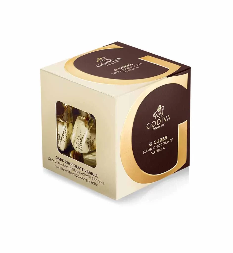 Godiva Dark Chocolate Vanilla G Cube Box 22 pc Packaging