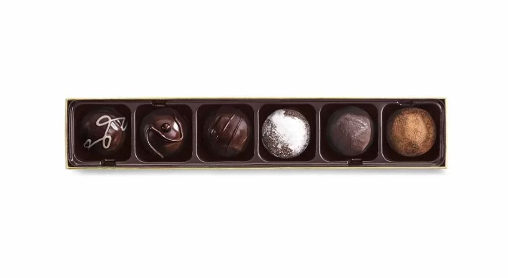 Godiva Dark Decadence Truffle Flight 6 pc Packaging